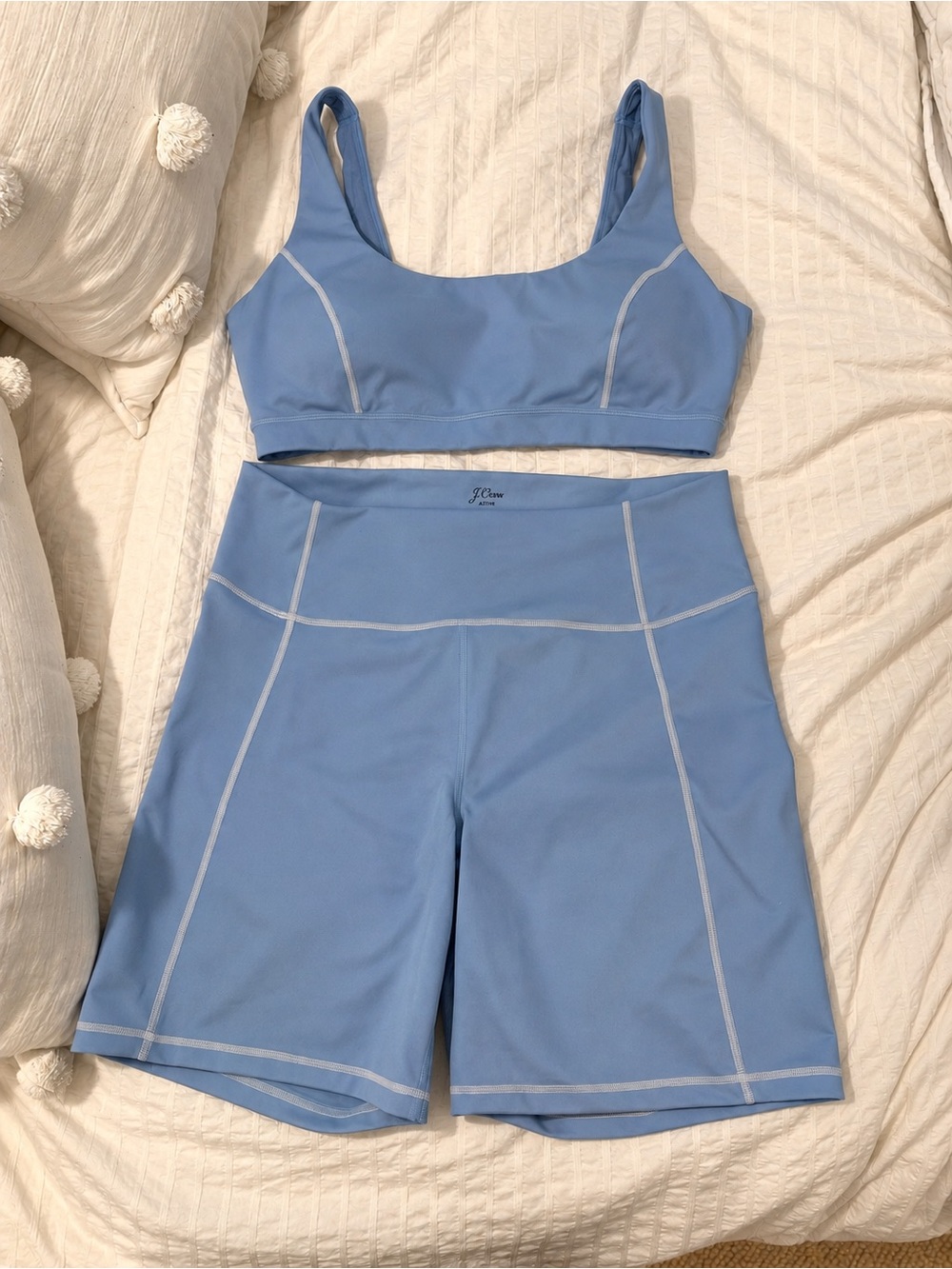 J. Crew Blue Matching Sports Bra & Biker Shorts